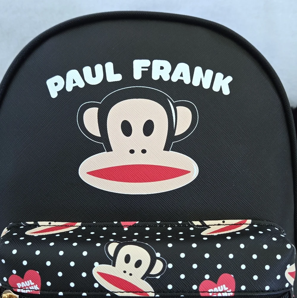 Paul Frank🐵 Backpack🎒 with Furry Pompom Bag Charm - NWT